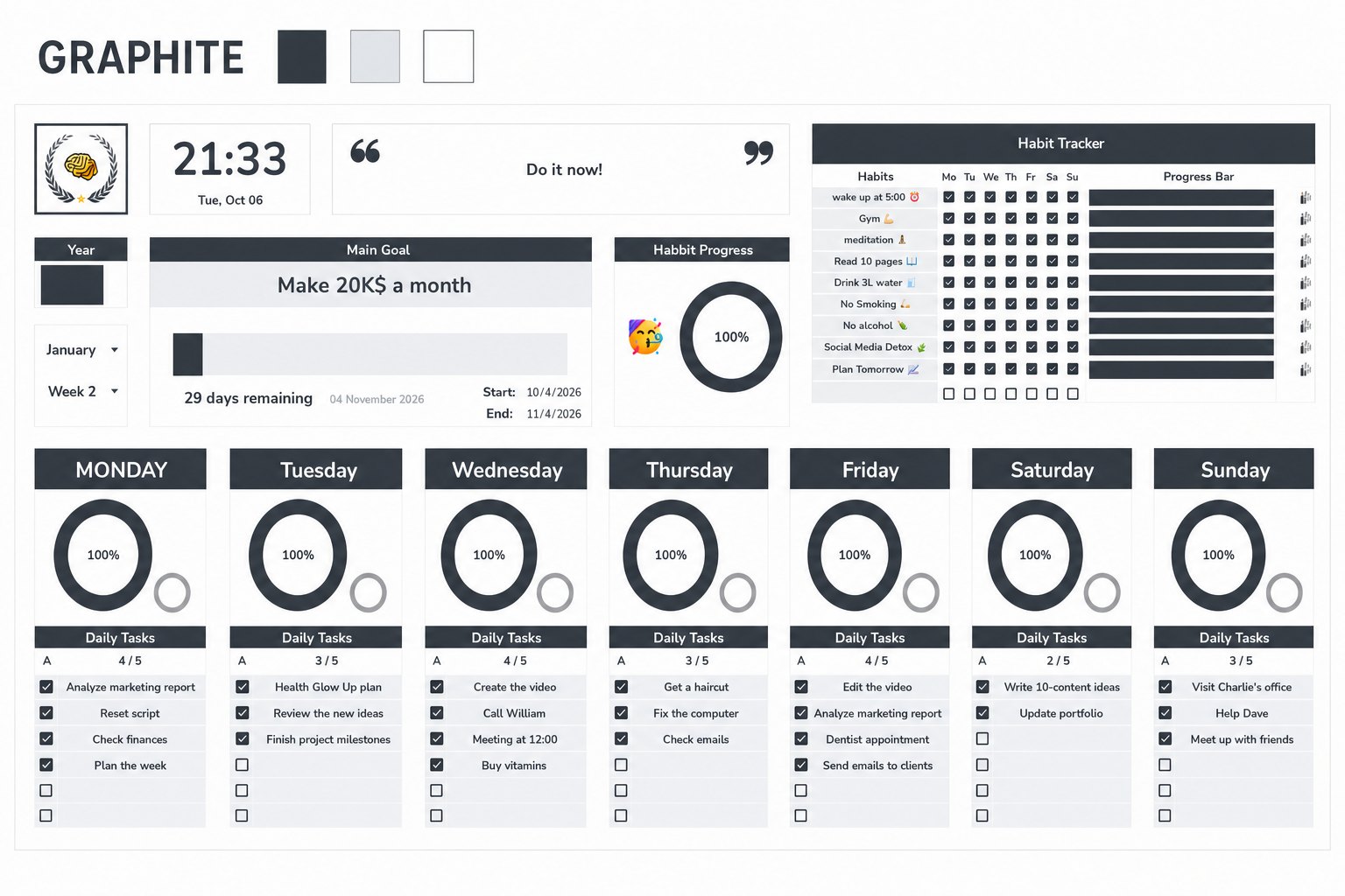 RichMind planner, Graphite theme